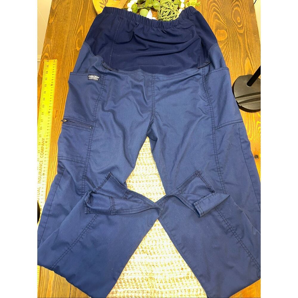 Cherokee Medium Long Maternity full panel Scrub Pants Blue Authentic Workwear Nu